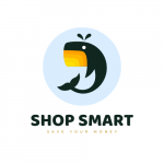 Green orange minimalist funny whale logo